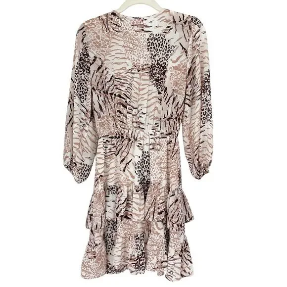 Buddy Love Sadie Tie Front Ruffle Dress Size Small Animal Print - Picture 8 of 8